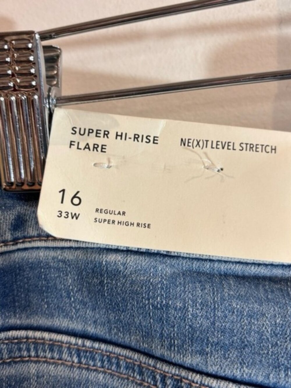 AMERICAN EAGLE Sz 16 Super High Rise Flare Distressed Light Wash Jeans NEW - Picture 7 of 10